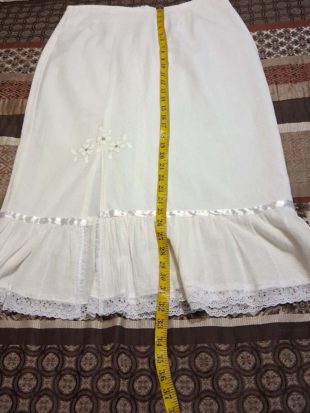 BAMBU Y2k Retro Women Skirt 100% Cotton Zip Back SzM 90s Midi Vintage - Picture 7 of 12